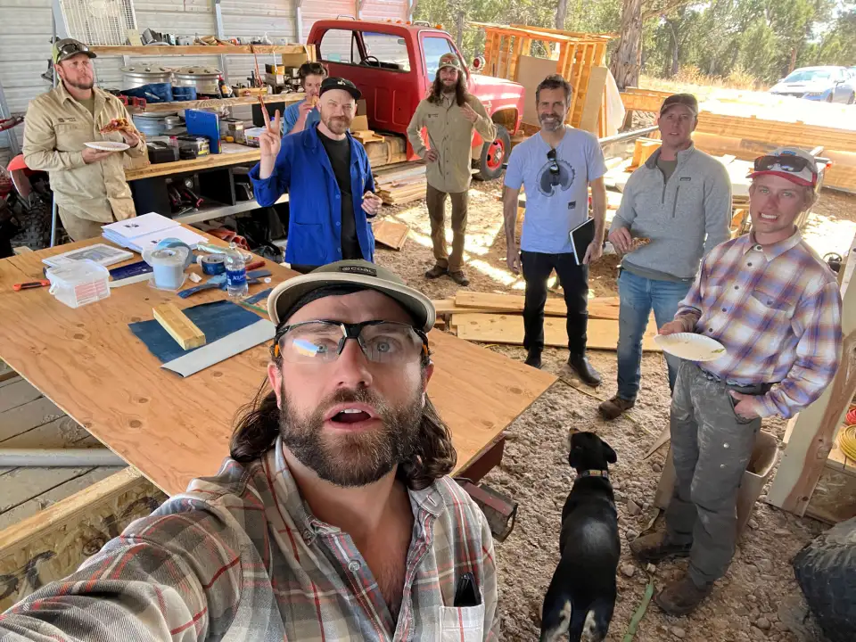 The Timber Age team&mdash;including Hamm (photographer), Graham (gray shirt), and Hanson (gray pullover)&mdash;learn about high-performance building supplies from Johnny Rezvani of 475.Supply (blue shirt). &ldquo;I decided to work with Timber Age because I felt like our goals and values were aligned, their interest and commitment to building science, and I also thought that them being a startup would mean that they would be more collaborative than other more established companies which has very much been the case. I also just really liked everyone I met there and their general ethos,&rdquo; says Graham. Photo courtesy of Chris Hamm